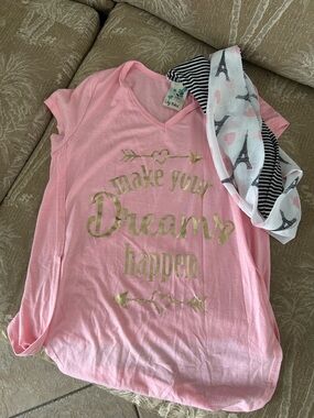 Lily Bleu Pink Tee with Gold Script